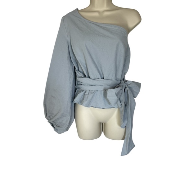 Vici One-Shoulder Blue Top with Tie Belt - Picture 2 of 7